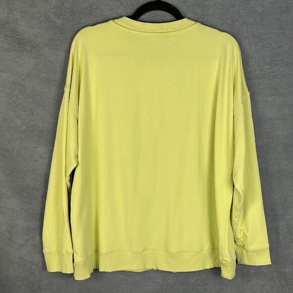 J Jill Fit Top Womens Large Yellow Green Long Sleeve Oversized Comfort Henley - Picture 4 of 11